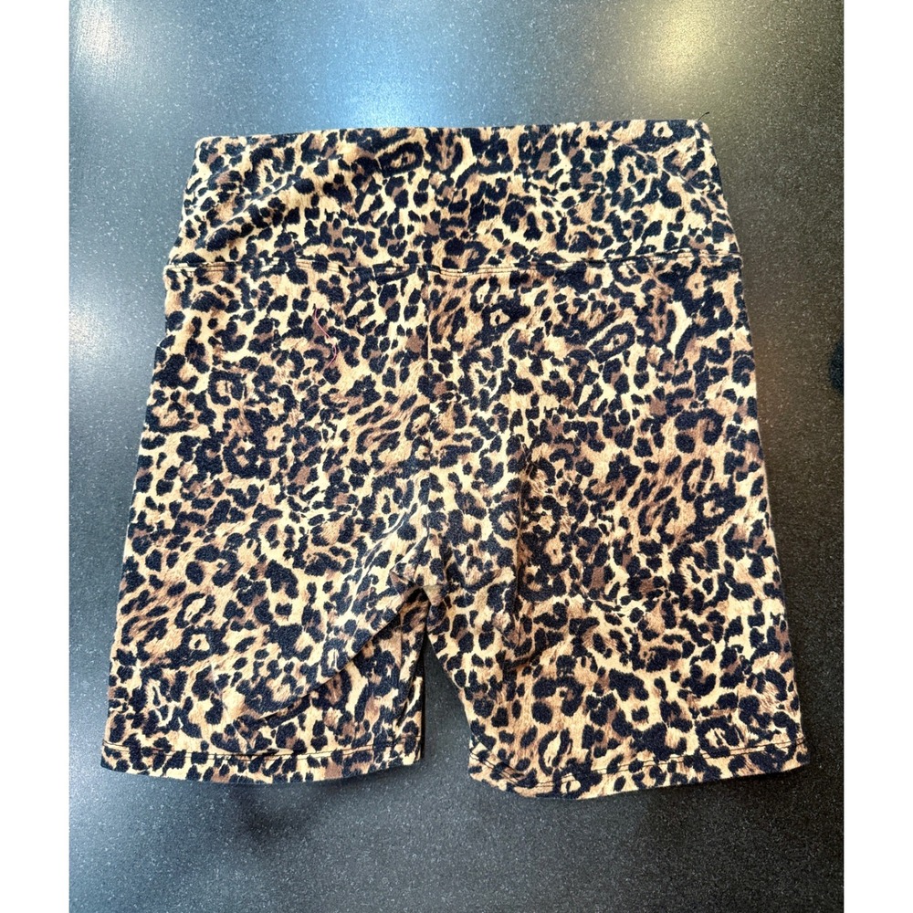 INC Bike Shorts Women M Brown Leopard Print Good Cotton Spandex High Rise - Picture 3 of 5